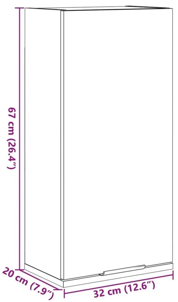 Ντουλάπι Μπάνιου Επιτοίχιο Παλαιό Ξύλο 32 x 20 x 67 εκ. - Καφέ