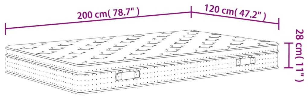 Στρώμα με Pocket Springs Μεσαία Σκληρότητα 120x200 εκ. - Λευκό