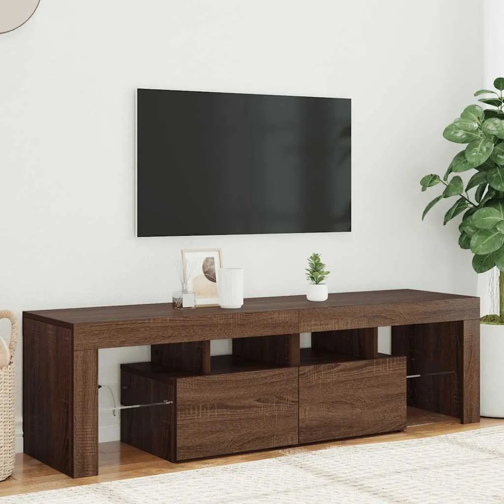 vidaXL Έπιπλο Τηλεόρασης με LED Καφέ Δρυς 140 x 36,5 x 40 εκ.