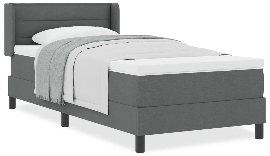 vidaXL Κρεβάτι Box Spring με Στρώμα - Σκούρο Γκρι - 90 x 200 cm - Υφάσματος