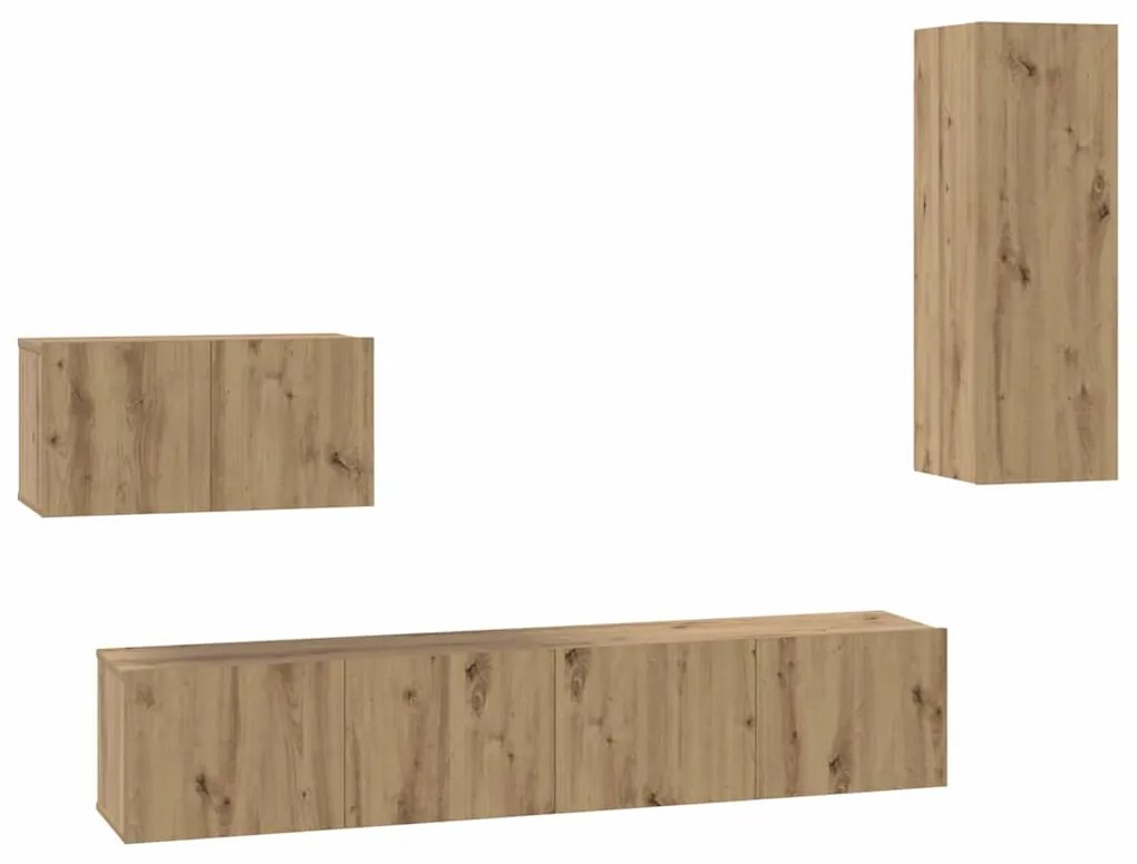 vidaXL Τηλεοπτική Κάβα Τοίχου 4 pcs artisan δρυς 200 x 30 x 30 cm