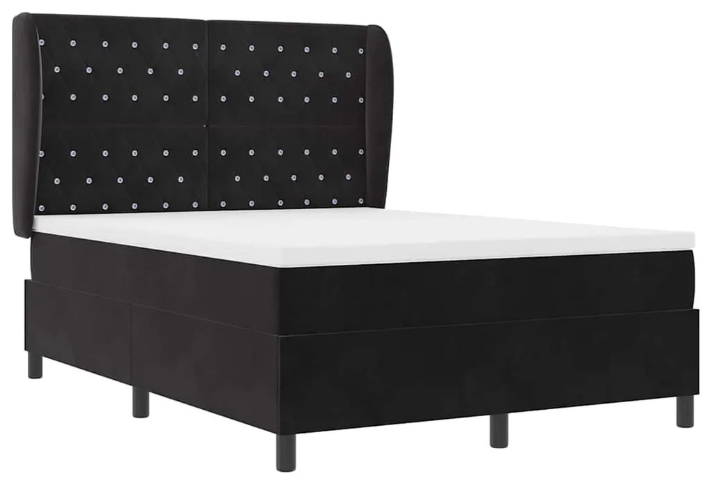 vidaXL Κρεβάτι με ελατήρια με στρώμα Μαύρο 160 x 200 cm Βελούδο