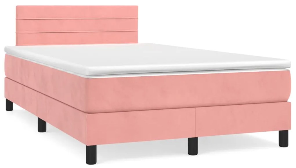 vidaXL Κρεβάτι Boxspring με Στρώμα Ροζ 120x190 εκ. Βελούδινο