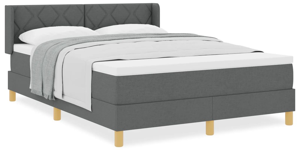vidaXL Κρεβάτι με βάθος και στρώμα σκούρο γκρι 140 x 200 εκ από ύφασμα