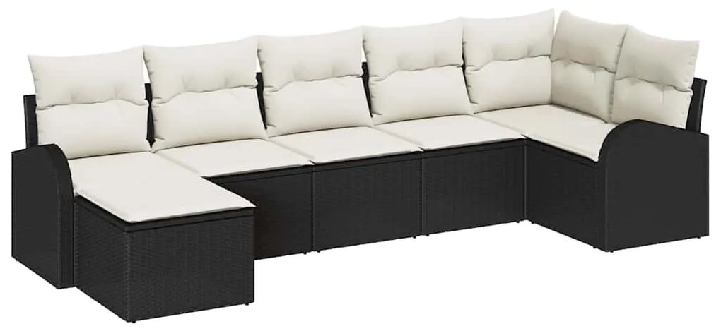 vidaXL Σετ Καναπέ Κήπου με μαξιλάρι 7 pcs Μαύρο Πολυ ράταν