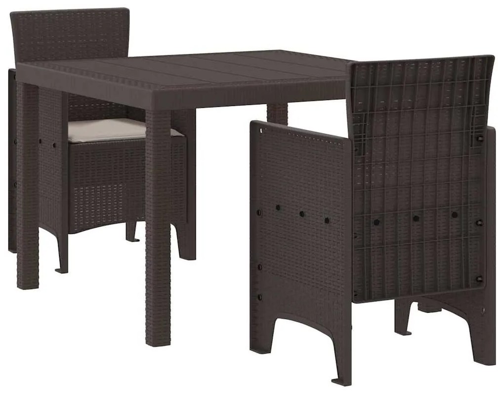 vidaXL Σέτ φαγητού για κήπο 3 pcs Καφέ Rattan Polt