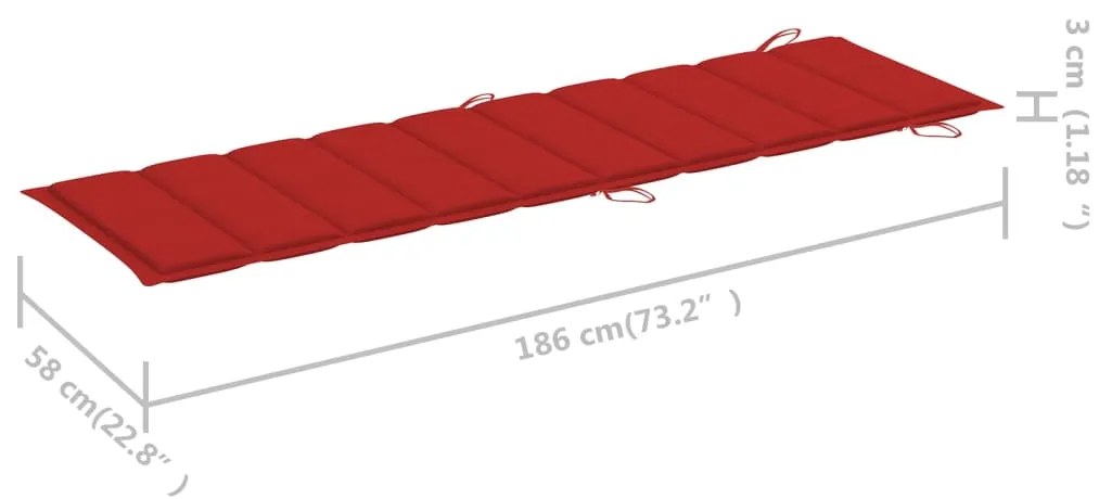 Ξαπλώστρα Κουνιστή από Μασίφ Ξύλο Teak με Μαξιλάρι - Κόκκινο