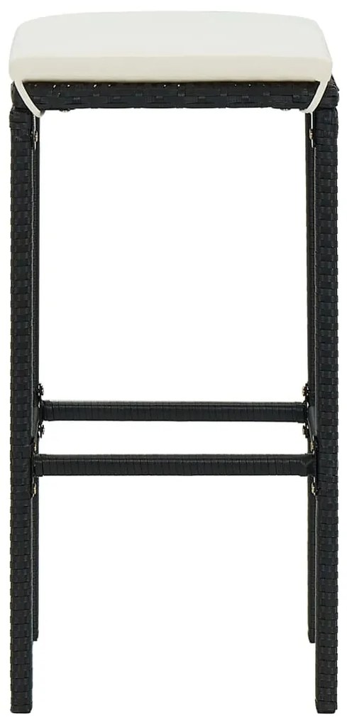 vidaXL Σετ Επίπλων Μπαρ Κήπου 4 Τεμαχίων Μαύρο με Μαξιλάρια