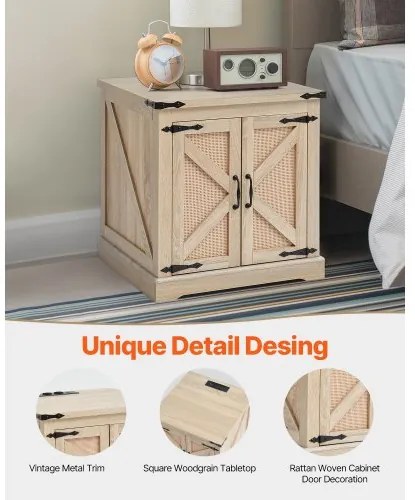 VEVOR Rattan Coffee Table Rectangle Rattan Coffee Table 2-Tier for Living Room