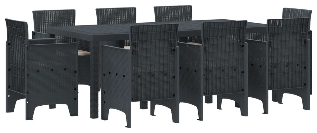 vidaXL Σετ Τραπεζαρίας Κήπου 9 pcs Ανθρακί Πλαστική ψάθα