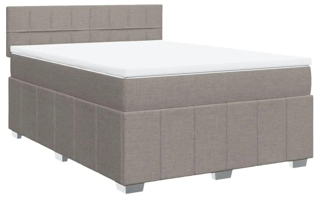 Κρεβάτι Boxspring με Στρώμα Taupe 140x190 εκ. Υφασμάτινο 3289367