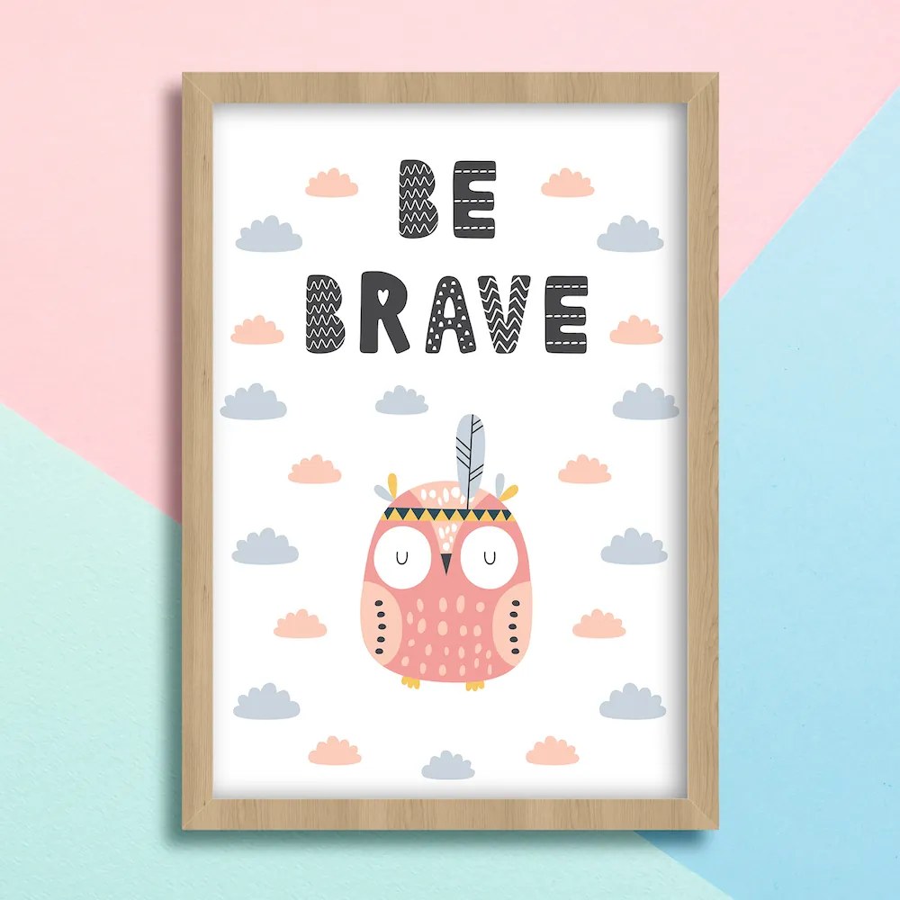 Παιδικό Πόστερ Κουκουβάγια Be Brave KD243 22x31cm Λευκό Κάδρο PVC (με πόστερ)