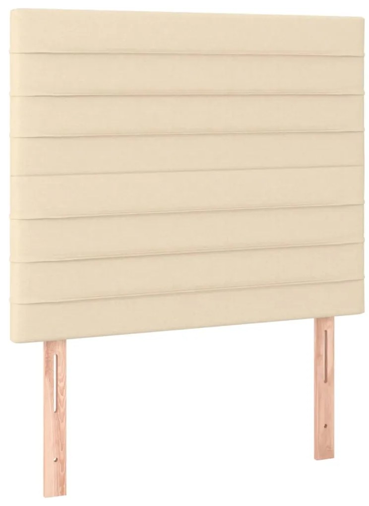 vidaXL Κρεβάτι Boxspring με Στρώμα & LED Κρεμ 90x190 εκ. Υφασμάτινο