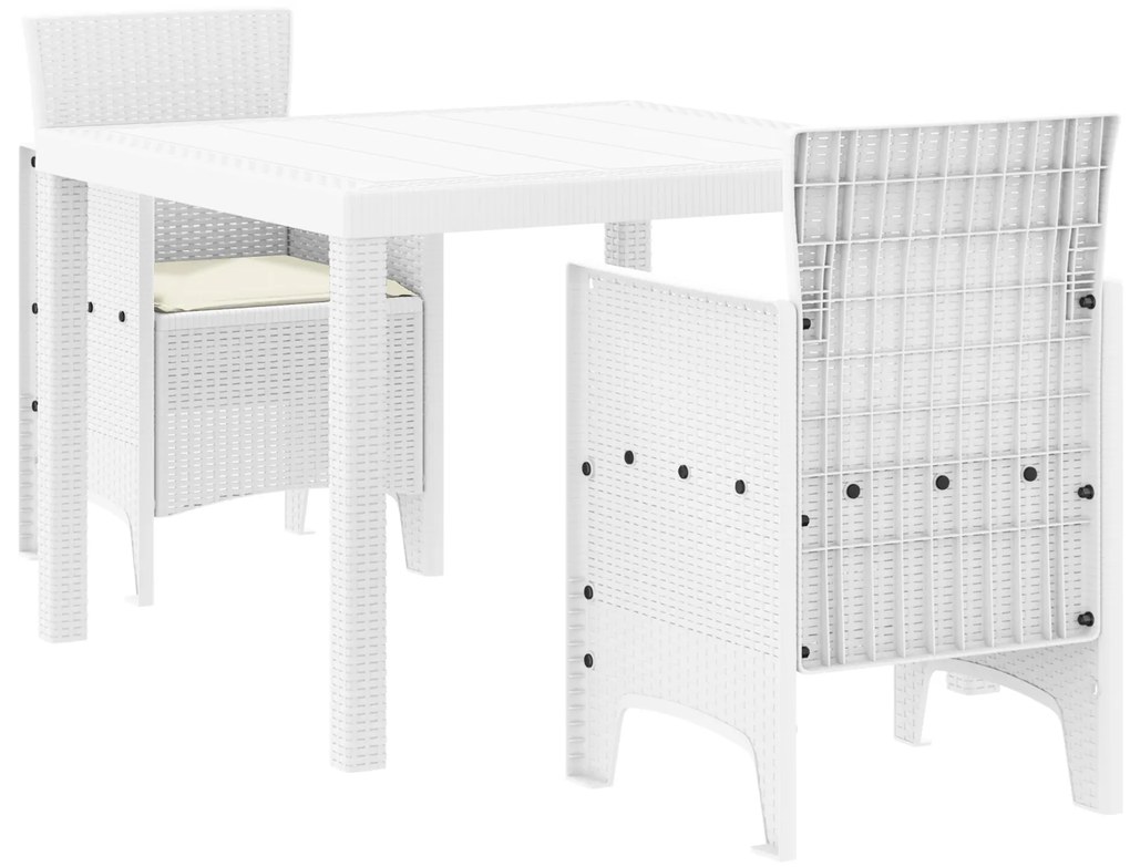 vidaXL Σετ Τραπεζαρίας Κήπου 3 pcs Λευκό 100 x 100 x 73 εκ