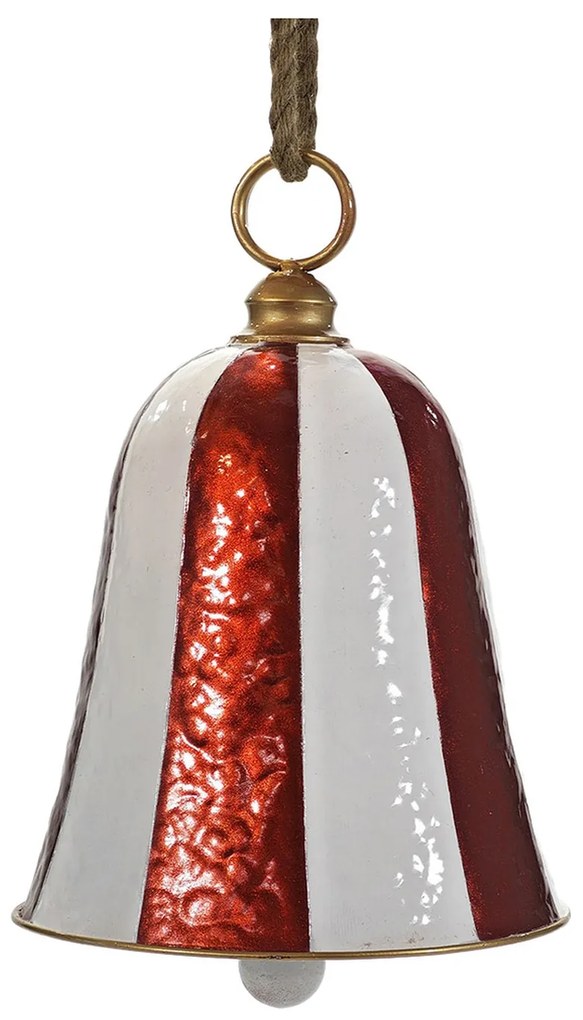 Χριστουγεννιάτικο Κρεμαστό Διακοσμητικό Καμπάνα Ριγέ Κόκκινο/Λευκό 28x40cm