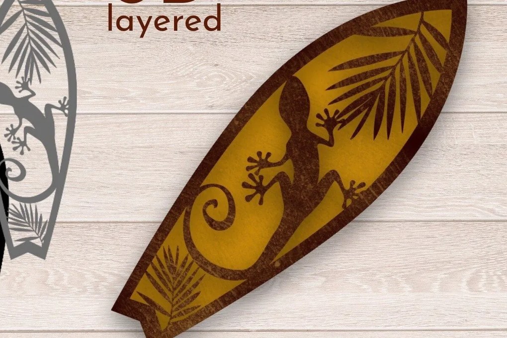 Σετ των 2 Intra απο ξύλο plywood 3mm-4mm πάχος 3D Layered , Surf Wall Art, Δίασταση 40x40 cm INTRAFABR-34456051