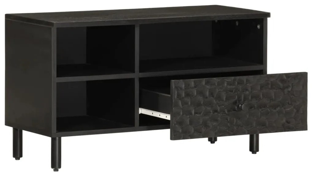 vidaXL Έπιπλο Τηλεόρασης Μαύρο 80 x 33 x 46 εκ. από Μασίφ Ξύλο Μάνγκο