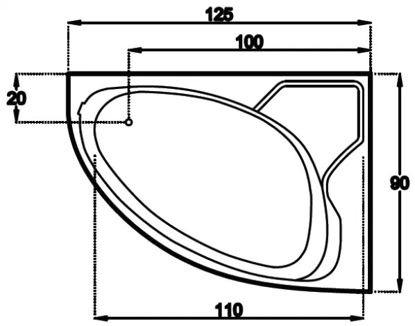 Μπανιέρα Sanitec Lydia-125 x 90 εκ.-αριστερή