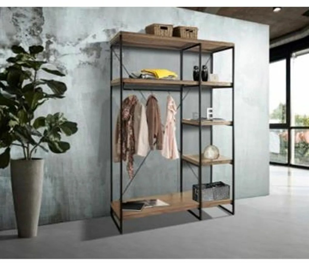 Ντουλάπα για τα ρπύχα DKD Home Decor Καφέ Μαύρο Μέταλλο Ξύλο από Μάνγκο 130 x 47 x 205 cm