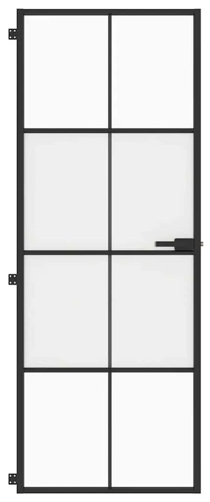 vidaXL Εσωτερική Πόρτα Μαύρη 76x201,5 εκ. Ψημένο Γυαλί και Αλουμίνιο