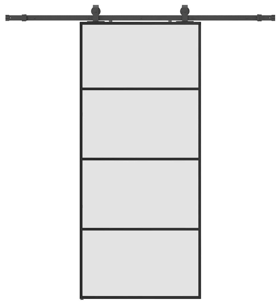 Συρόμενη Πόρτα με Μηχανισμό Μαύρο 90x205 εκ. Γυαλί ESG - Μαύρο