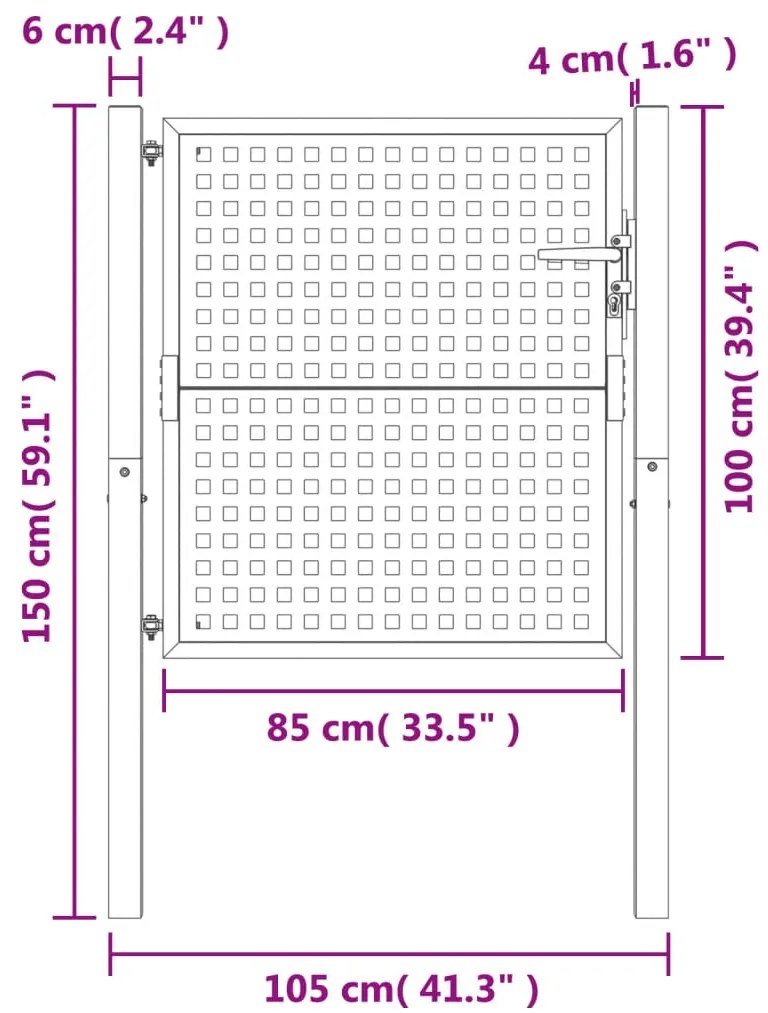 vidaXL Πόρτα Κήπου Ανθρακί 100x100 εκ. Ατσάλι