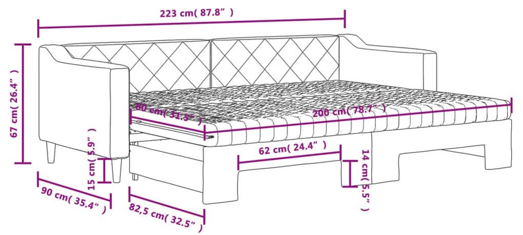 Καναπές Κρεβάτι Συρόμενος Taupe 80x200 εκ. Υφασμάτινος Στρώματα - Μπεζ-Γκρι