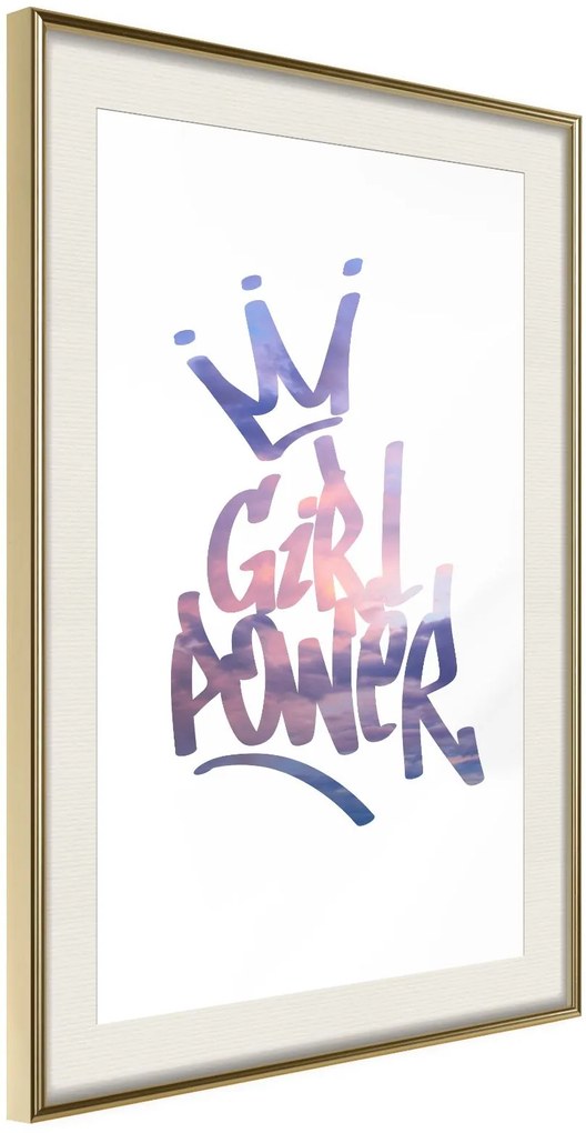 Αφίσα - Girl Power - 30x45 - Χρυσό - Με πασπαρτού