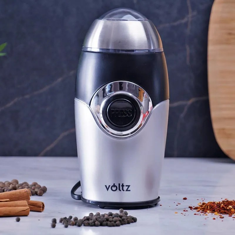 Ηλεκτρικός Μύλος Καφέ Voltz V51172B, 200W, 50 g, Ασημί / μαύρο