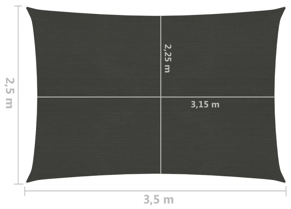 Πανί Σκίασης Ανθρακί  2,5 x 3,5 μ. από HDPE 160 γρ./μ²  - Ανθρακί