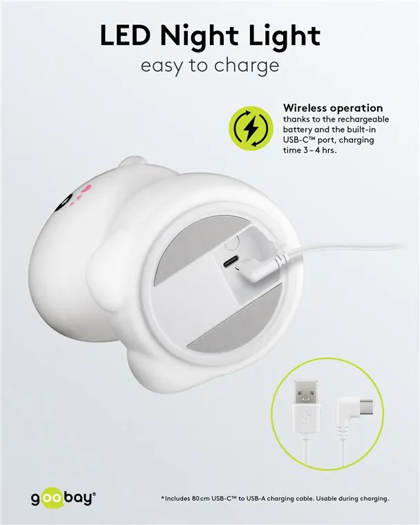 GOOBAY LED φωτιστικό νυκτός μονόκερος 61649, RGB, επαναφορτιζόμενο, λευκό