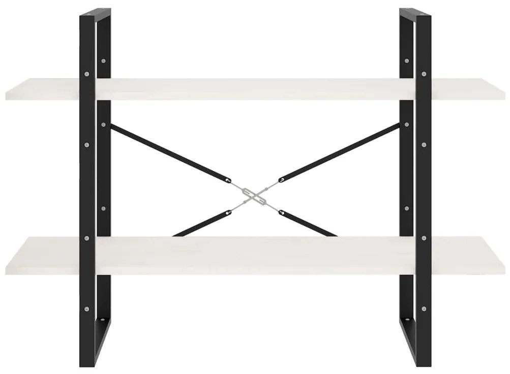 vidaXL Βιβλιοθήκη με 2 Ράφια Λευκή 100x30x70 εκ. από Μασίφ Ξύλο Πεύκου