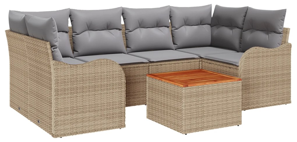 vidaXL Σετ Καναπέ Κήπου 7 pcs Μπεζ, λευκό Μεγάλο