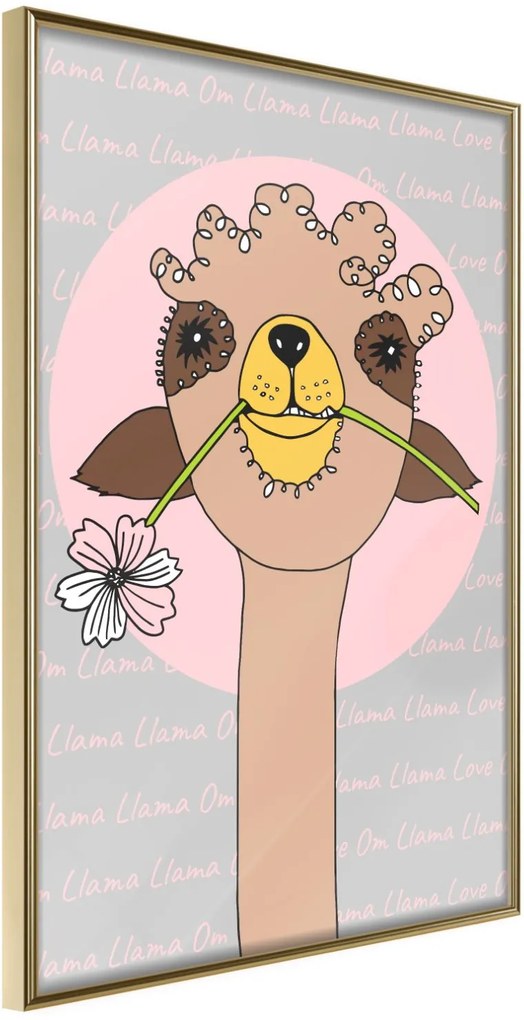 Αφίσα - Cute Llama - 30x45 - Χρυσό - Χωρίς πασπαρτού