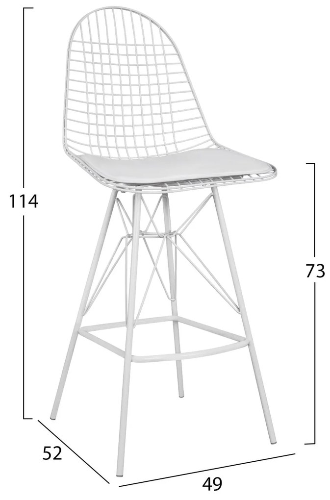 ΣΚΑΜΠΩ BAR ΜΕΤΑΛΛΙΚΟ ΛΕΥΚΟ ΜΕ ΜΑΞΙΛΑΡΙ CICI  49x52x114 cm