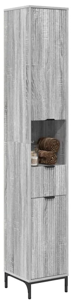 vidaXL Ψηλό ντουλάπι μπάνιου με πόρτα Γκρι sonoma 31.5 x 33 x 190 εκ.