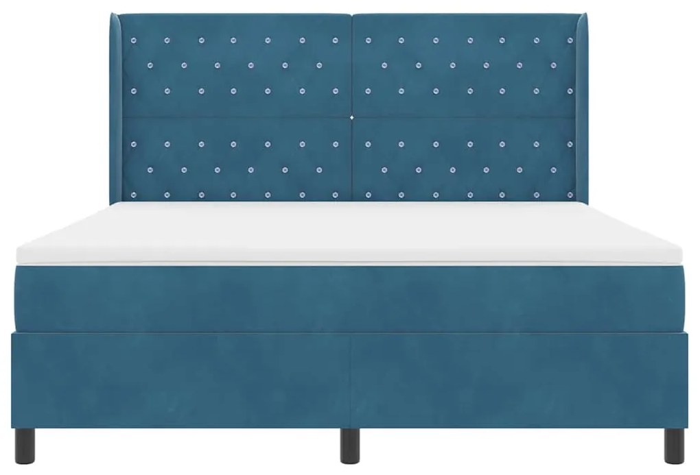 vidaXL Κρεβάτι με ελατήρια με μαξιλάρι Μπλε 180 x 200 cm Βελούδο