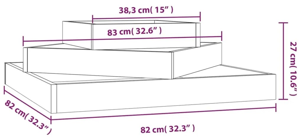 vidaXL Ζαρντινιέρα Γκρι 83 x 83 x 27 εκ. από Μασίφ Ξύλο Πεύκου