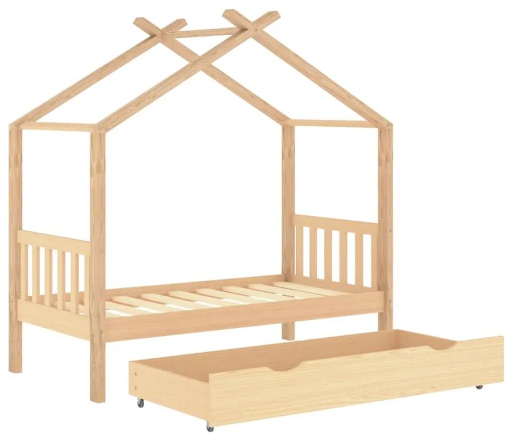 Πλαίσιο Παιδικού Κρεβατιού με συρτάρι Τύπου Montessori Ξύλο Πεύκου 80x160 εκ. - Καφέ