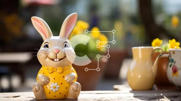 Intra Συλλεκτικό Ξύλινο Παζλ Plywood 4mm - Ειδώλιο λαγουδάκι του Πάσχα σε υπαίθριο τραπέζι Σε Ξύλινο Κουτί - Διαστάσεις Puzzle: 10x10 cm – 25 κομμάτια