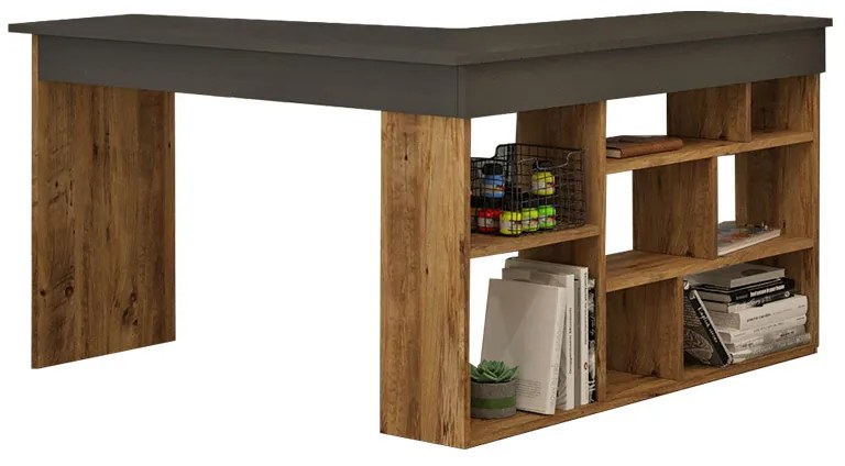 Γραφείο γωνιακό Rosaline pakoworld ανθρακί-oak 120x129x72εκ Model: 176-000024