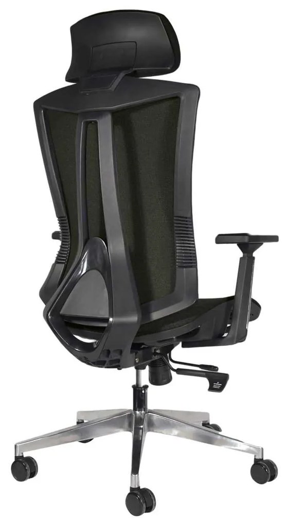 Πολυθρόνα Γραφείου Bf9600 Διευθυντή / Βάση Αλουμινίου - Ύφασμα Μαύρο. Διάσταση: 68x68x120/130cm