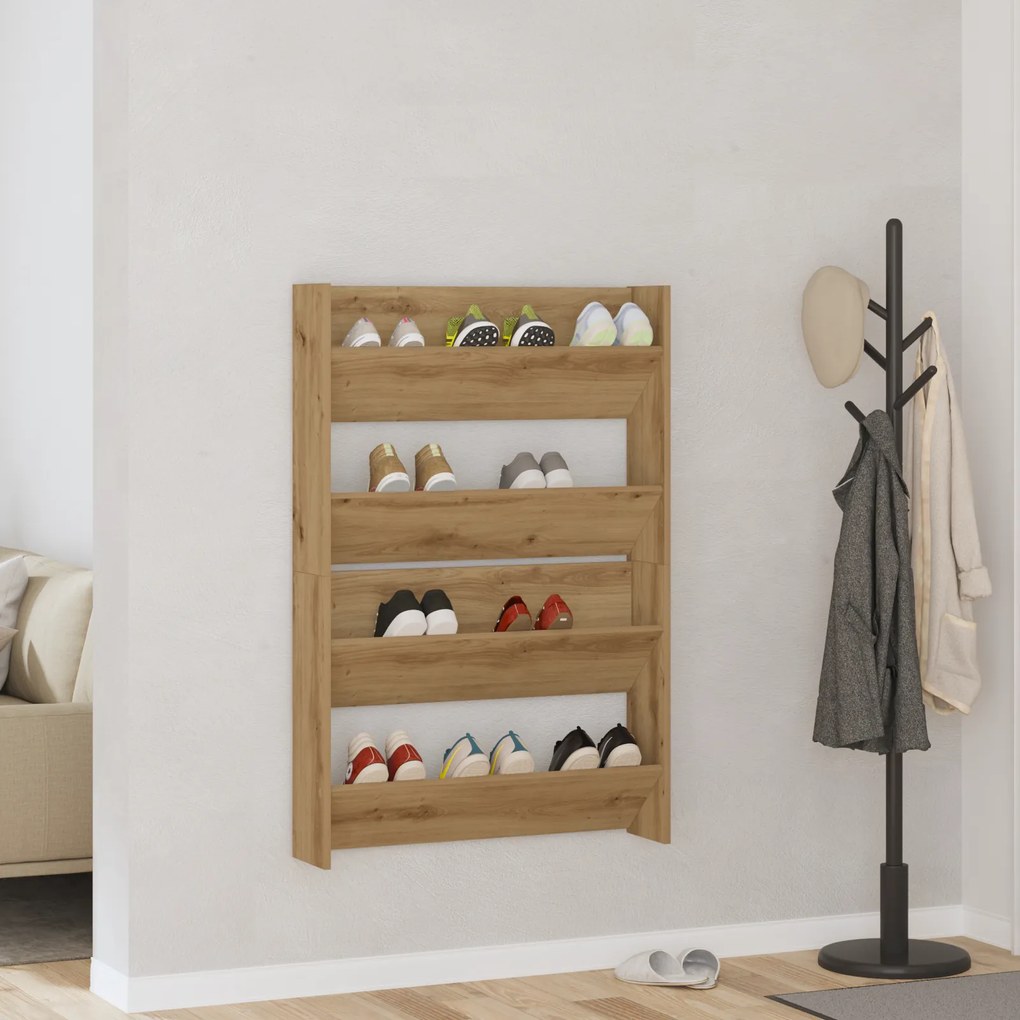vidaXL Ντουλάπες παπουτσιών τοίχου 2 pcs artisan δρυς 60 x 18 x 60 εκ
