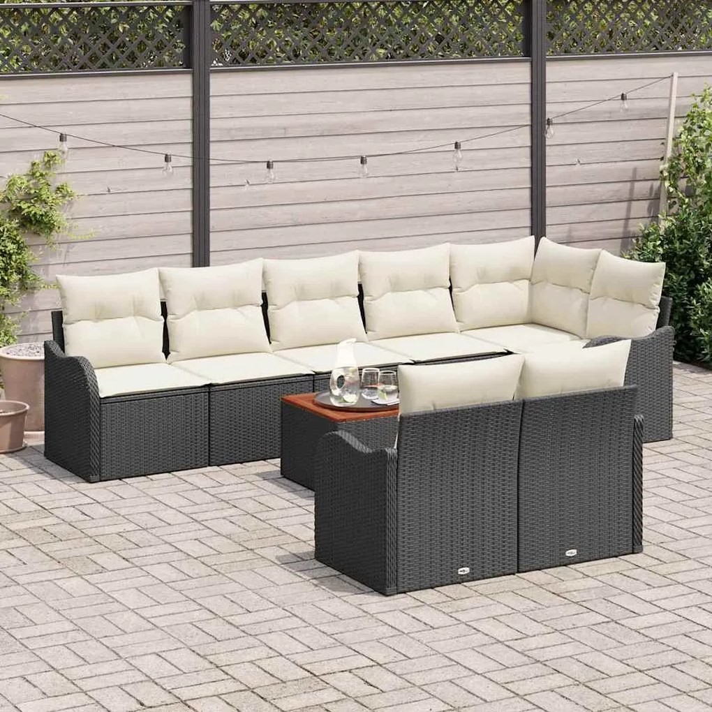 vidaXL Σετ Καναπέ Κήπου 9 pcs Μαύρος, λευκός