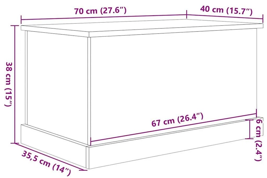 Κουτί Αποθήκευσης Όψη Παλαιού Ξύλου 70x40x38 εκ. Επεξ.Ξύλο - Καφέ