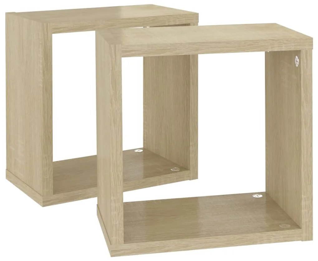 vidaXL Ράφια Κύβοι Τοίχου 2 τεμ. Sonoma Δρυς 26 x 15 x 26 εκ.