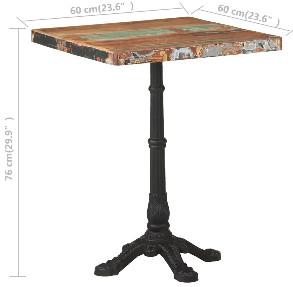 vidaXL Τραπέζι Bistro 60 x 60 x 76 εκ. Μασίφ Ανακυκλωμένο Ξύλο