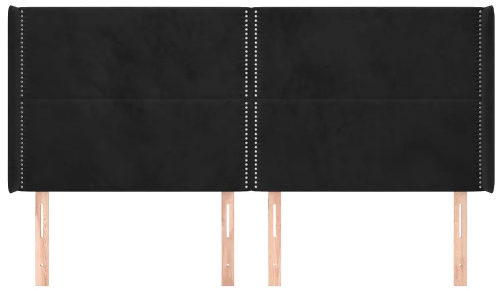 vidaXL Κεφαλάρι με Πτερύγια Μαύρο 203x16x118/128 εκ. Βελούδινο