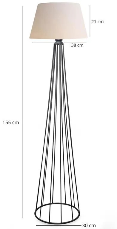Φωτιστικό δαπέδου Firdo II Ε27 ύφασμα κρέμα-μέταλλο μαύρο Φ38x121εκ 38x38x121 εκ.