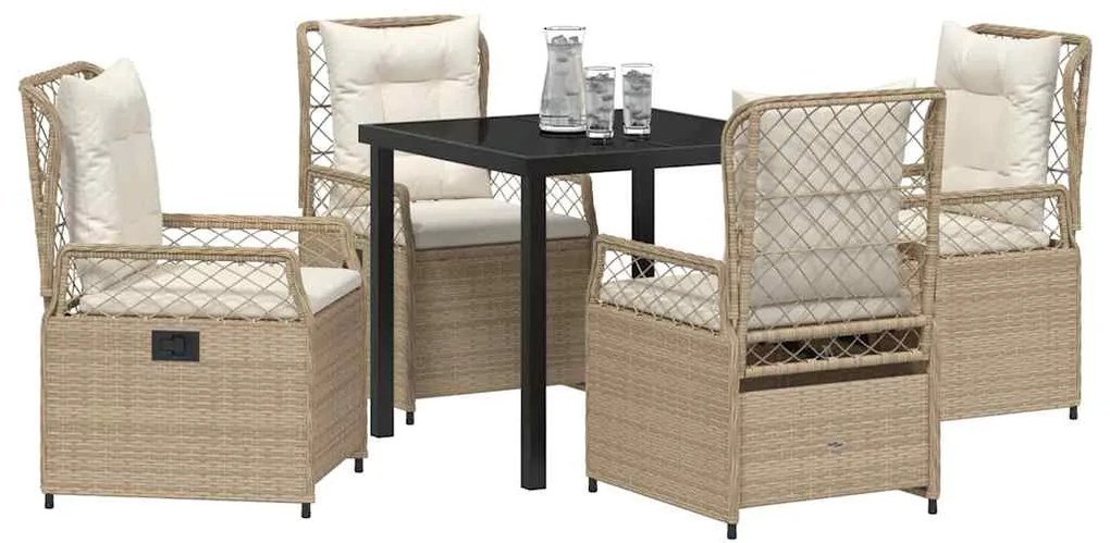 vidaXL Σέτ φαγητού για κήπο 5 pcs Μπεζ και Κρέμ συνθετικό ρατάν